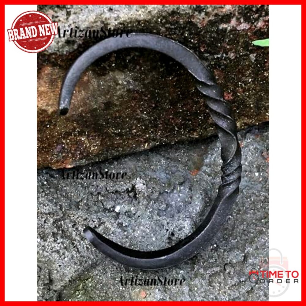 Handcrafted Iron Cuff Bracelet, Viking Style, LARP Cosplay Accessory, Medium - Picture 2 of 7